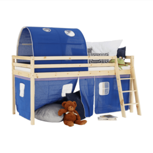 Magasított ágy, természetes/kék, 90x200, INDIGO kép