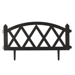 Pázsitszegély/kerti kerítés, 4 db-os szett, fekete műanyag, GAFUR kép