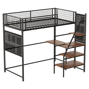 Megemelt ágy leesésgátlóval, 90x200, fekete, NIVEN kép