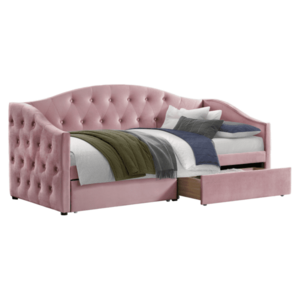 Ágy tárhellyel, 90x200, rózsaszín Velvet szövet, ZASKA kép