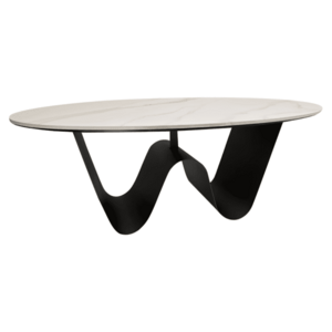 Dohányzóasztal, márvány imitáció/fekete, ELVO kép