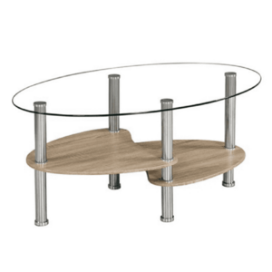 Dohányzóasztal, acél/átlátszó üveg/tölgy sonoma, PANTY NEW kép