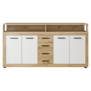 Kombinált komód, artisan tölgy/fehér, LUNYSA kép