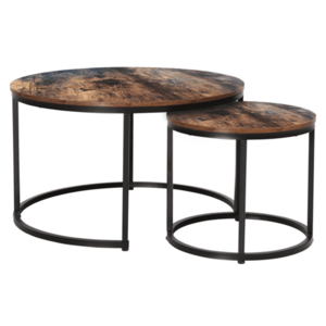 Dohányzóasztalok, 2 db-os szett, dió/fekete, CIRKO kép