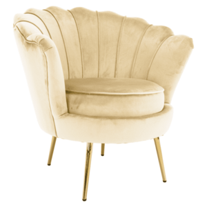 Art-deco stílusú fotel, bézs Velvet szövet/gold arany króm, NOBLEO kép