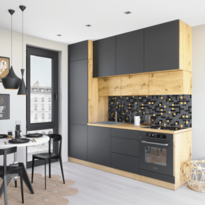 Konyhabútor, 2, 4 m, szürke/artisan tölgy, VINETU kép