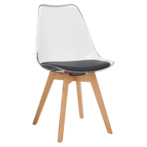 Szék, átlátszó fekete, akril/ekobőr/bükk, BALI 3 NEW kép