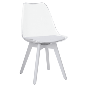 Szék, átlátszó fehér, akril/ekobőr/fehér, BALI 3 NEW kép
