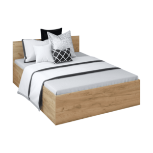 Ágy fém ráccsal és tárolóhellyel, 140x200, artisan tölgy, DOLI kép