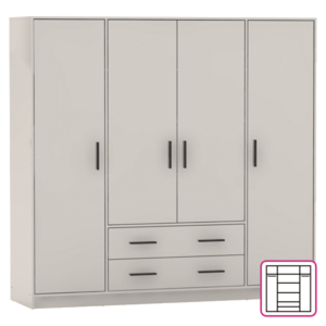 Ruhásszekrény, négyajtós, kasmír, BENA 1 kép