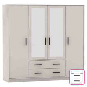 Ruhásszekrény, négyajtós, kasmír, BENA 2 kép
