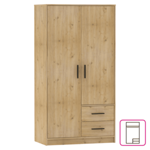 Szekrény, kétajtós, artisan tölgy, BENA 5 kép
