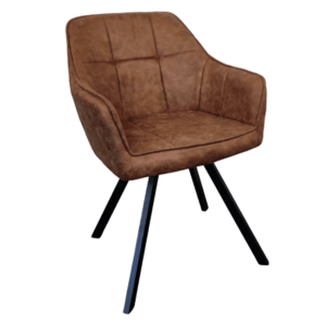 Forgó étkezőszék, sötétbarna szövet csiszolt bőr hatással, SAMANTA kép