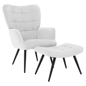 Fotel lábtartóval, világos szürke Velvet szövet/fekete, HABEN kép