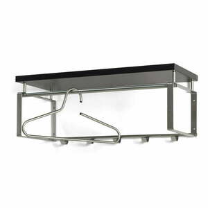 Fekete-ezüstszínű fém fali fogas polccal 70 cm Rex – Spinder Design kép