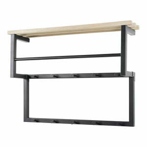 Fekete-natúr színű fém fali fogas polccal 71 cm Rizzoli – Spinder Design kép