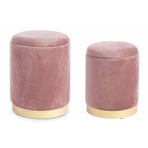 POLINA antik rózsaszín 2 részes puff tárolóval kép