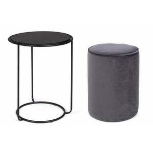 ANNIKA sötétszürke 2 részes dohányzóasztal és puff kép