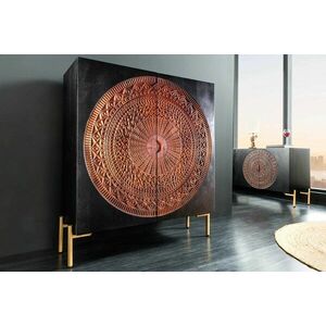 MANDALA fekete mangófa tálalószekrény kép