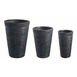 GRAFFITI fekete 3 darabos kerek virágcserép szett kép