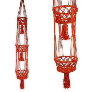 YOGYAKARTA narancssárga 3 részes bézs makramé virágtartó kép