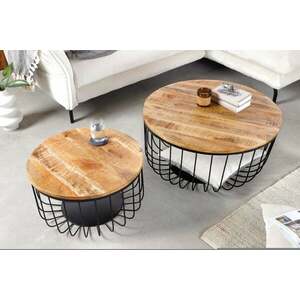 STORAGE barna mangófa kétrészes dohányzóasztal 70cm kép