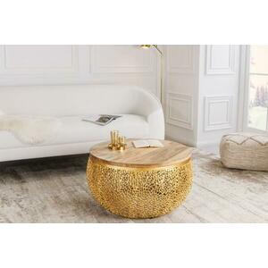 LEAF barna-arany mangófa dohányzóasztal 80cm kép