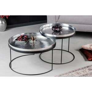 ELEMENTS ezüst alumínium dohányzóasztal 2er set kép