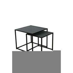 SLIM LINE 2 részes fekete márvány dohányzóasztal 50cm kép