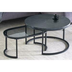 ELEGANCE fekete márvány mintázatú kétrészes dohányzóasztal 70cm kép