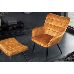 SCANDINAVIA mustársárga bársony fotel kép