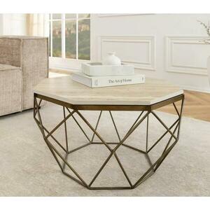 DIAMOND réz és bézs travertin dohányzóasztal kép