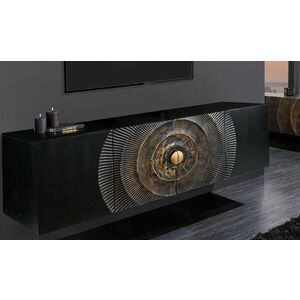 GOLDEN SUNSET fekete mangófa függő tálalószekrény kép