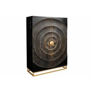 GOLDEN SUNSET fekete mangófa bárszekrény kép