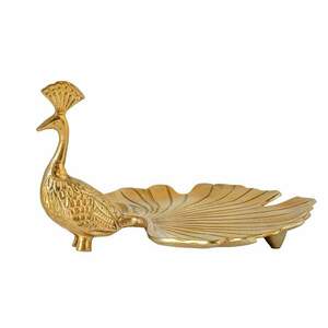 WILDLIFE PEACOCK arany szobor tál kép