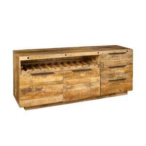 IRON CRAFT mangófa tálalószekrény borospolccal 175cm kép