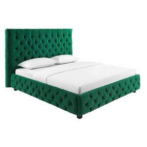 PARIS CHESTERFIELD sötétzöld bársony ágy 180x200cm kép