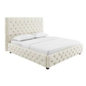 PARIS CHESTERFIELD bézs lenvászon ágy 180x200cm kép