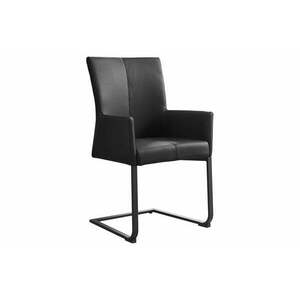 SAMSON fekete valódi bőr konzolszék karfával kép