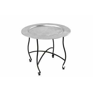 MARRAKESH ezüst dizájn acél lerakóasztal levehető tálcával 60cm kép