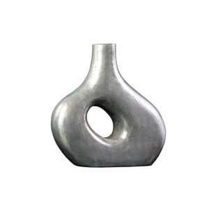 RING sötétszürke fém váza 40cm kép