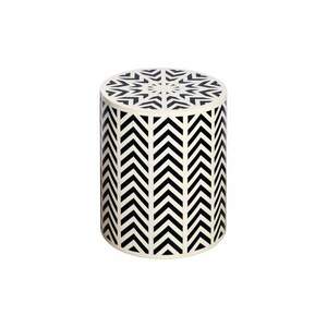 BONE INLAY fekete-fehér poligyanta és bivalycsont lerakóasztal kép