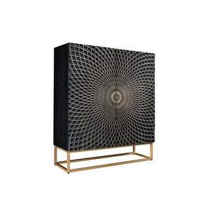 ILLUSION fekete mangófa tálalószekrény 120cm kép