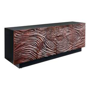 FLUID fekete-sötét dióbarna akácfa tálalószekrény kép