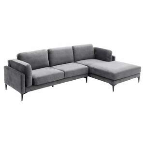 MANHATTEN sötétszürke bársony sarokkanapé kép