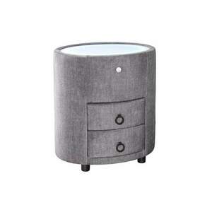 SIGNUM LED szürke bársony ovális éjjeliszekrény kép