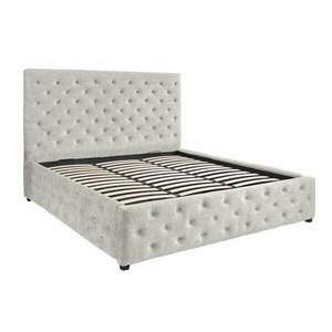 PARIS CHESTERFIELD bézs bársony ágy 160x200 cm kép