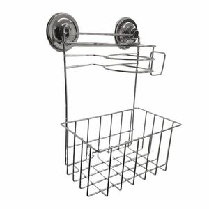 Fürdőszobai polc hajszárító tartóval WALLPO 33x24, 5 cm, ezüstszínű kép
