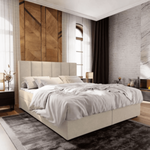 Kárpitozott boxspring ágy MERALIS 180x200 cm bézs Matrac: Bonell rugós matrac kép