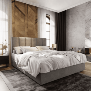 Kárpitozott boxspring ágy MERALIS 180x200 cm szürke Matrac: Bonell rugós matrac kép